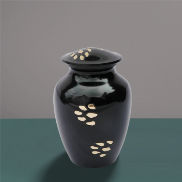 Classic Paw Pattern Cremation Urn Modern Black Bronze with Golden Brass Customized American Style Pet Urn Dog Ashes Urn