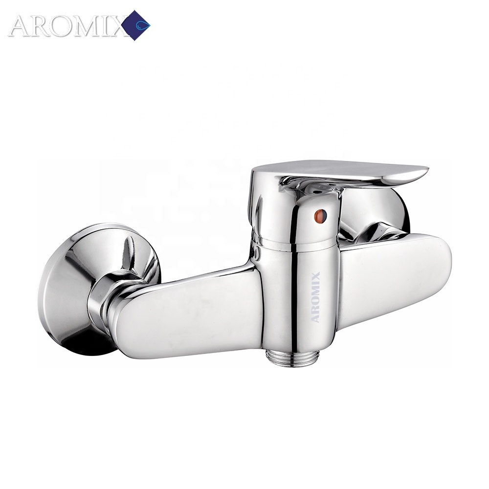 Hot Sale Double Hole Classical Brass Wall Mounted Bathroom Mixer Chromed Faucet for Shower