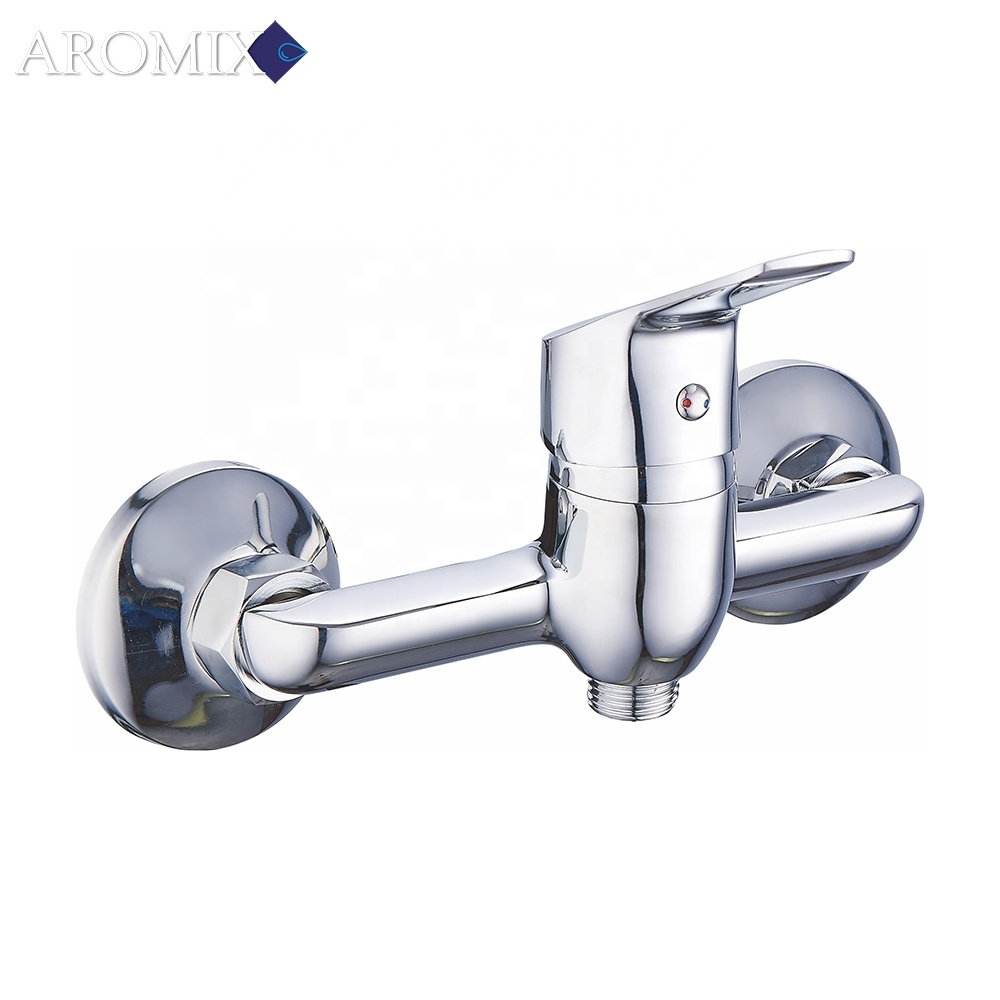 Hot Sale Double Hole Classical Brass Wall Mounted Bathroom Mixer Chromed Faucet for Shower