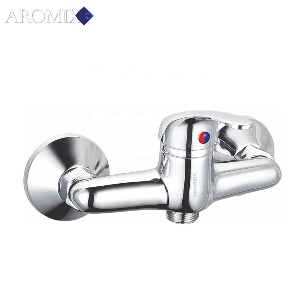 Hot Sale Double Hole Classical Brass Wall Mounted Bathroom Mixer Chromed Faucet for Shower