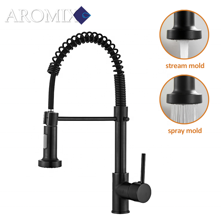 High Quality Brass Pull Out Kitchen Sink Faucet Black Gold Silver Hot Cold Water Mixer Faucets