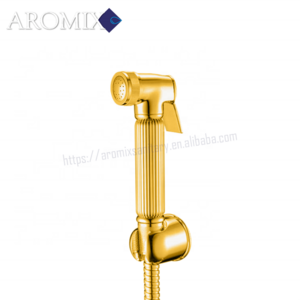 Luxury Brushed Gold Brass Toilet Bidet Spray Set Wall Mounted Shattaf Mixer