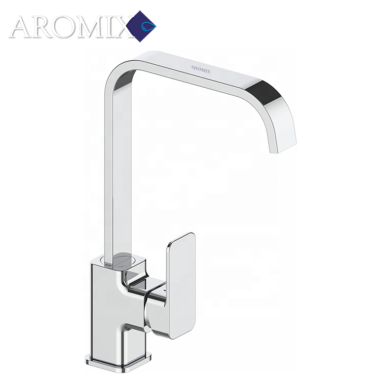 Classical Kitchen Brass Sink Water Mixer Tap Square Type Flat Faucets