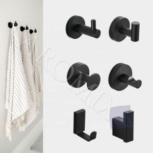 Door Coat Hanger Bathroom Matte Black Single Towel Hook Wall Organisation Stainless Steel Robe Hooks