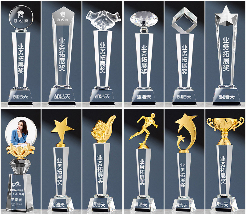 High Grade K9 Crystal Glass Awards Cheap Custom Folk Art Style Blank Trophies Polished Technique