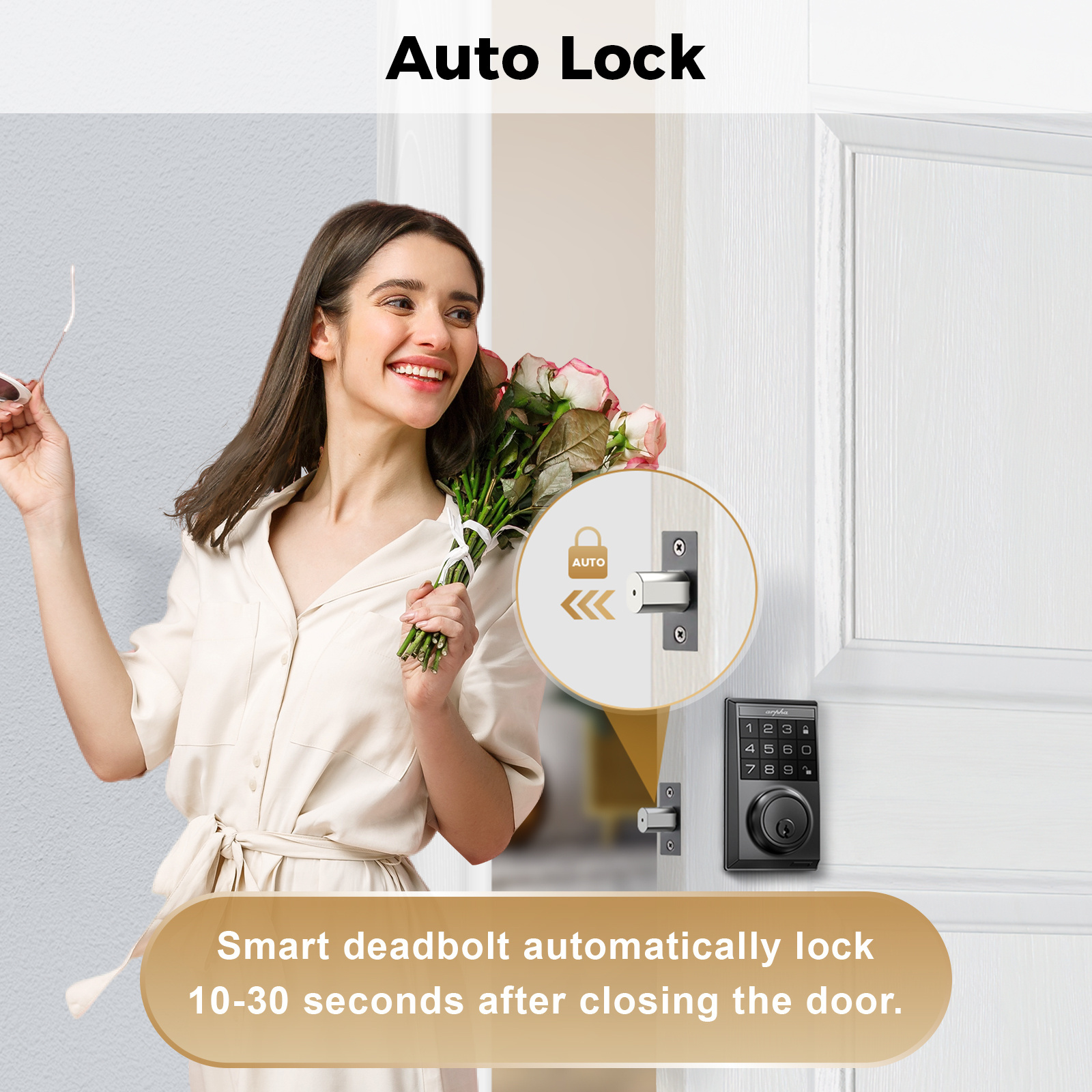 Arpha D100 Keyless Entry Door Lock Password Keypad Unlock US Standard Deadbolt Smart Lock