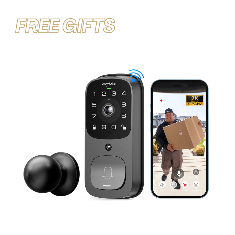 Arpha AL501 Security Video Smart Lock 3-in-1 Tuya WiFi Camera Door Bell Fingerprint Chime 3MP App Remote Control