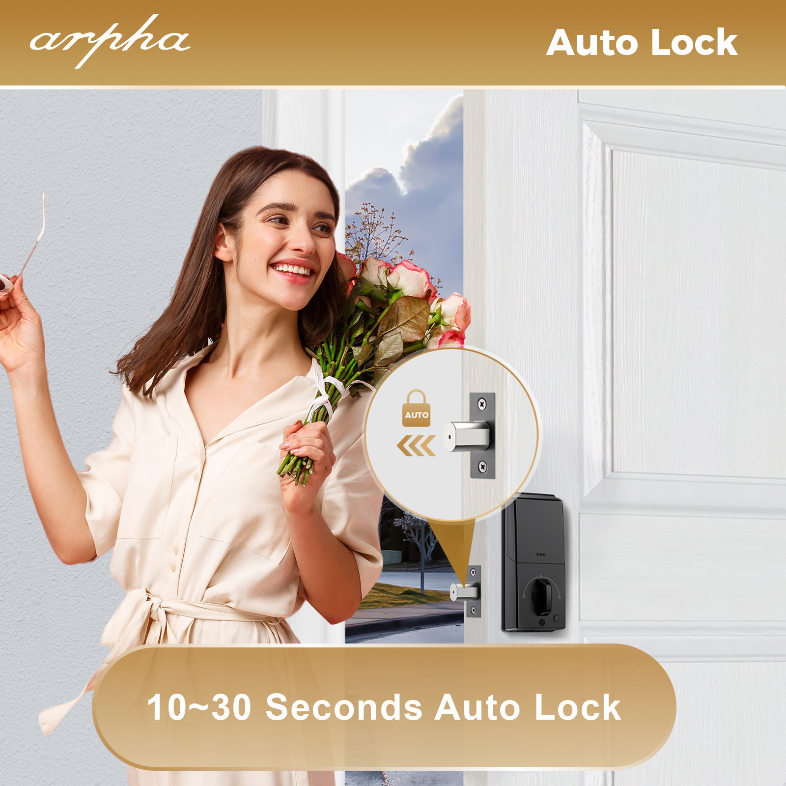 Arpha D100 US Standard Waterproof  Deadbolt Password/Key Unlock Silent Mortise Optional  Smart Lock