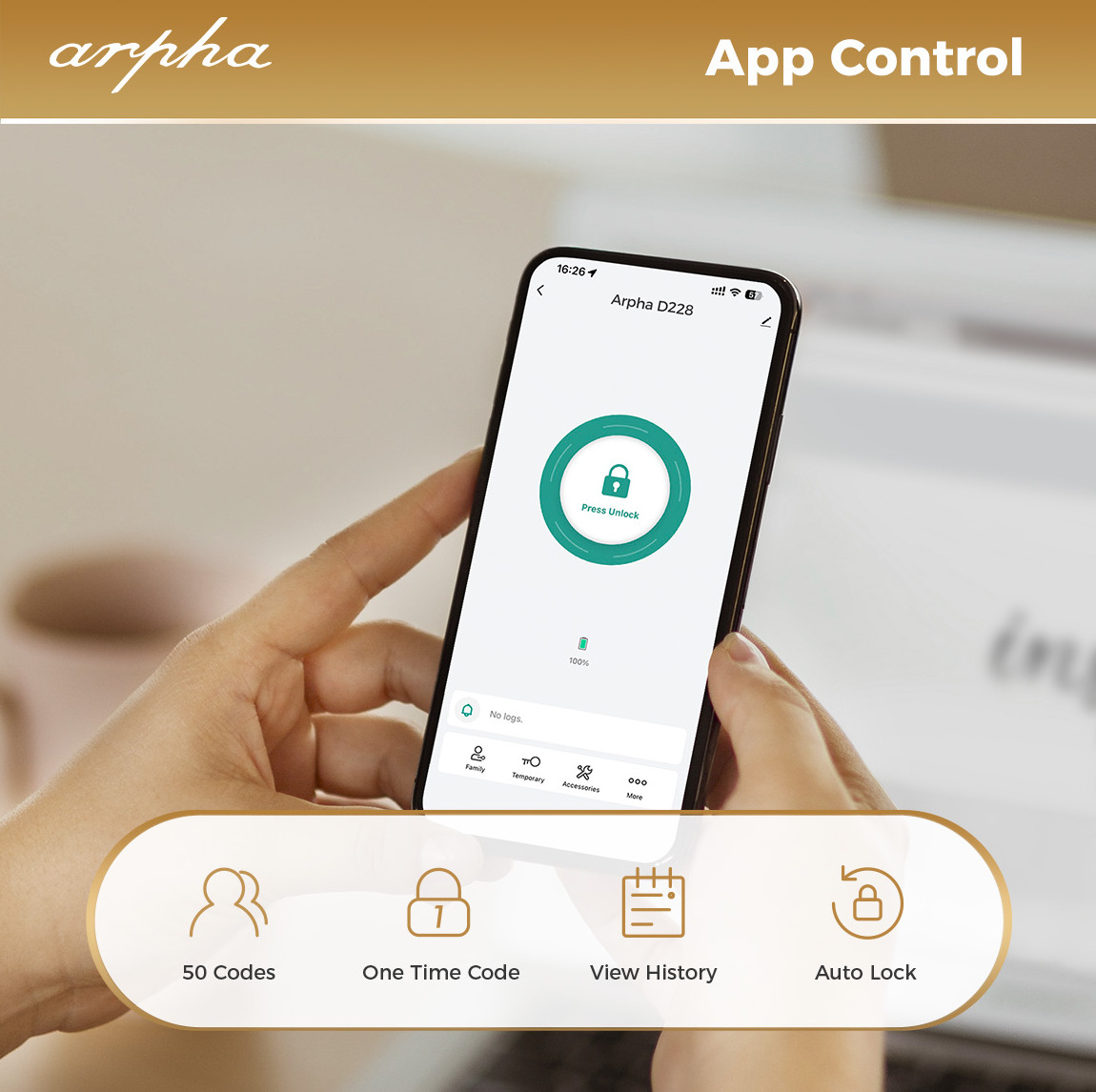 Arpha D228  Customization Fingerprint Smart Knob Tuya App Indoor Door Handle Smart Lock With Keypad