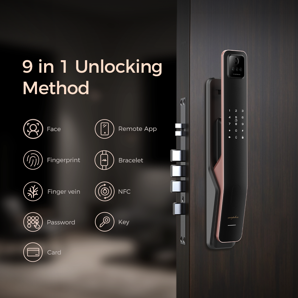 Arpha M6 Finger Vein 3D Face Recognition Full Auto Smart Lock WIFI Bluetooth Biometric Smart Lock