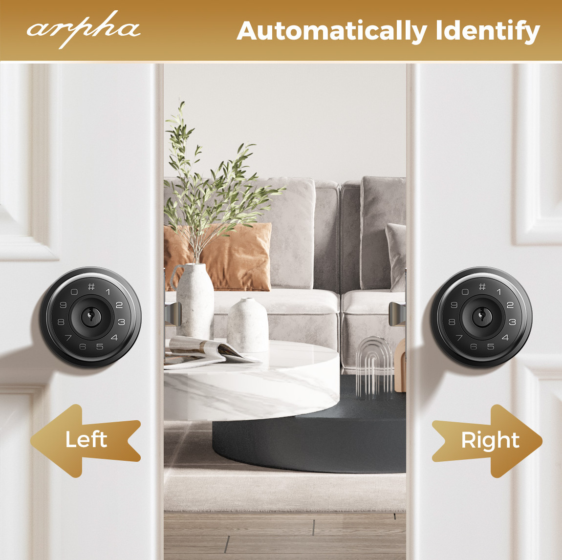 Arpha D260 Door Knob Lock Indoor Smart Door Lock Tuya App Digital Brand Smart Lock