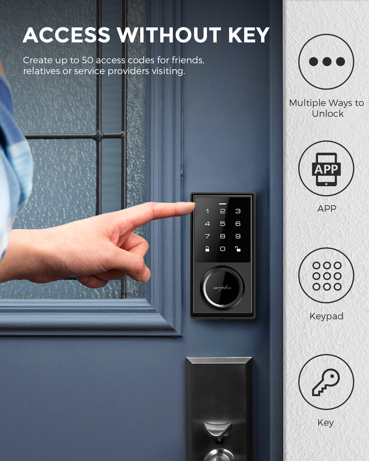 Arpha AL302 Professional Supplier Digital Door Locks Alexa Google Assistant Keyless Deadbolt Smart Lock