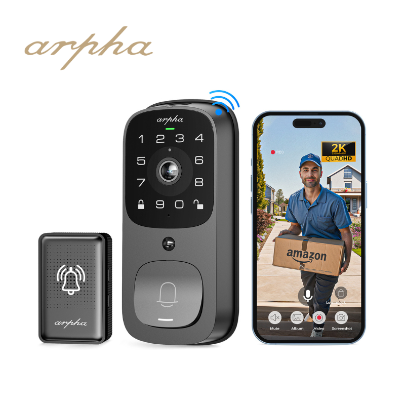 Arpha AL501 Us Standard 3-In-1 Security Deadbolt Smart Lock Door Bell With Security Camera