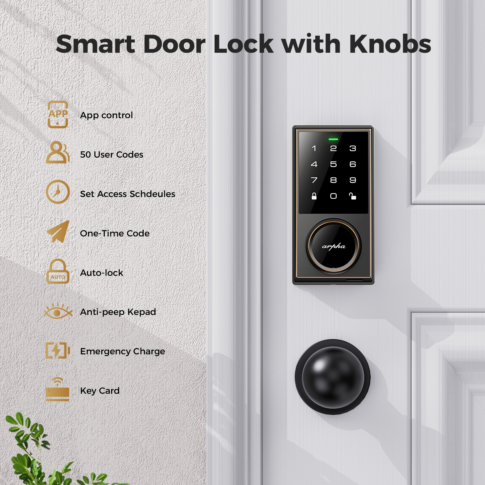 Arpha Al302 Us Standard Automatic Smart Door Lock Password Electronic Door Lock With Keypad