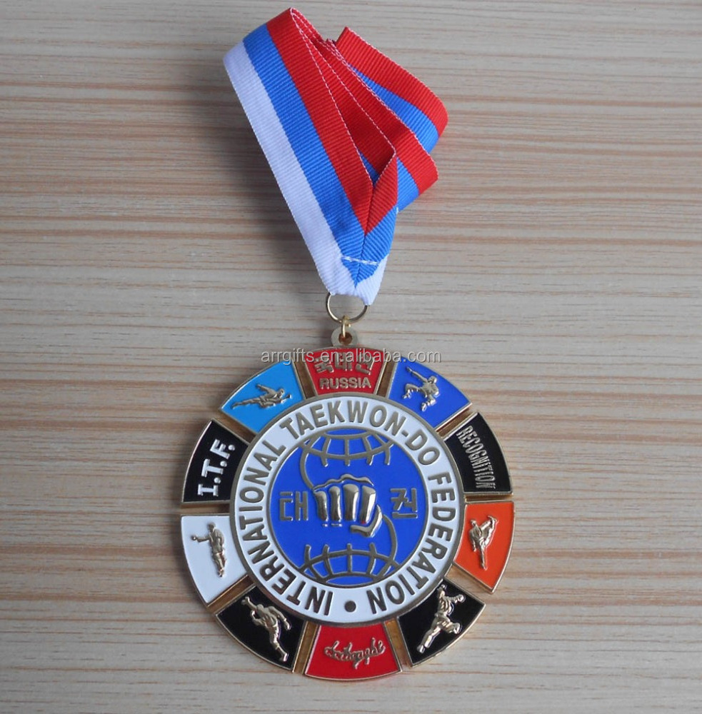 24K Gold Customized Design Awarded Ribbon Medal For Marathon Swimming Luxury Gifts Medallion Supplier