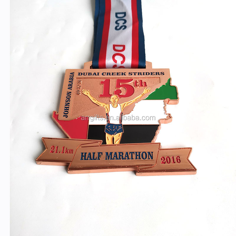 24K Gold Customized Design Awarded Ribbon Medal For Marathon Swimming Luxury Gifts Medallion Supplier