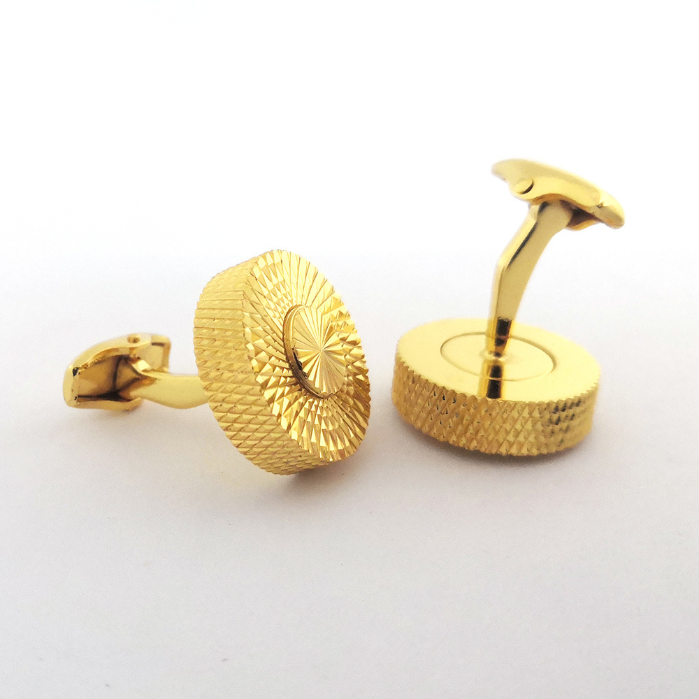 3D Golden Brass Quality Mens Fashion Jewelry Wedding Cufflinks Tie Bar Clip