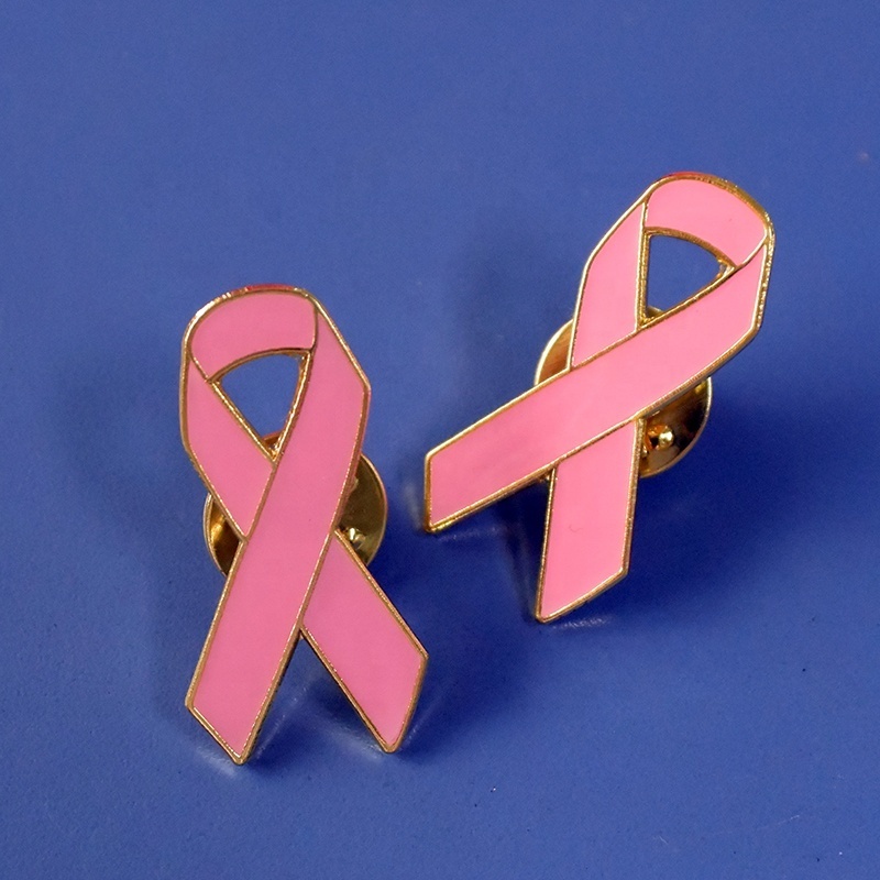 Breast Cancer Awareness Pink Color Ribbon Lapel Pin Badge