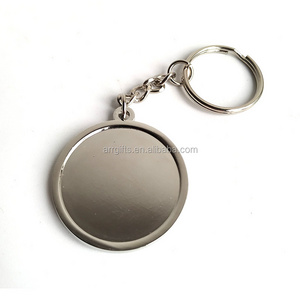 Wholesale round shape nickel plating metal blank keychains for your printing sticker