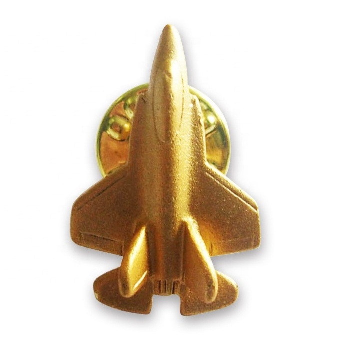 3D Mini Gold Airplane Lapel Pin Luxury Gifts Aviation Airplane Gold Badge With Acrylic Box Wholesale