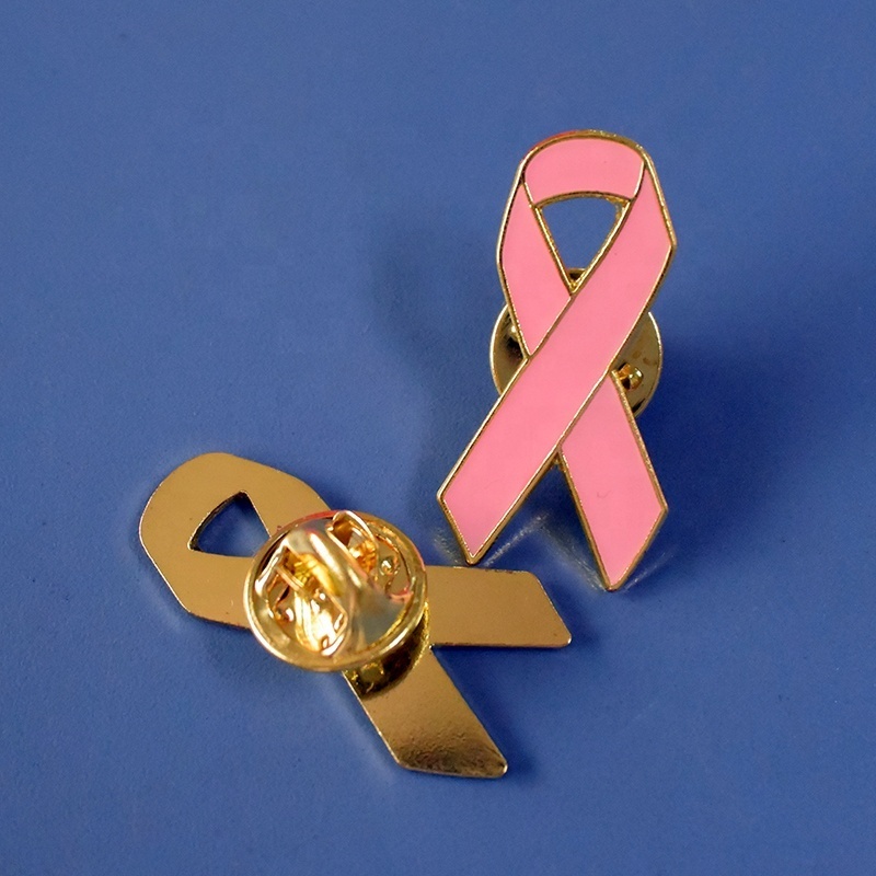 Breast Cancer Awareness Pink Color Ribbon Lapel Pin Badge