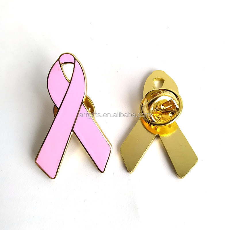 Breast Cancer Awareness Pink Color Ribbon Lapel Pin Badge