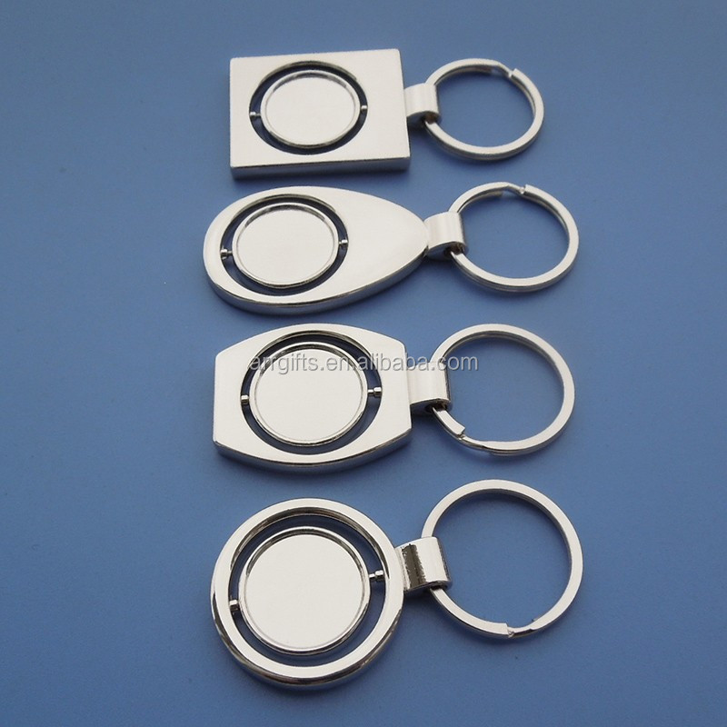 Wholesale round shape nickel plating metal blank keychains for your printing sticker