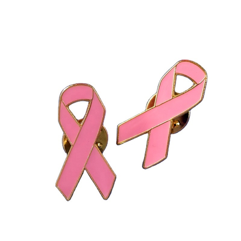 Breast Cancer Awareness Pink Color Ribbon Lapel Pin Badge