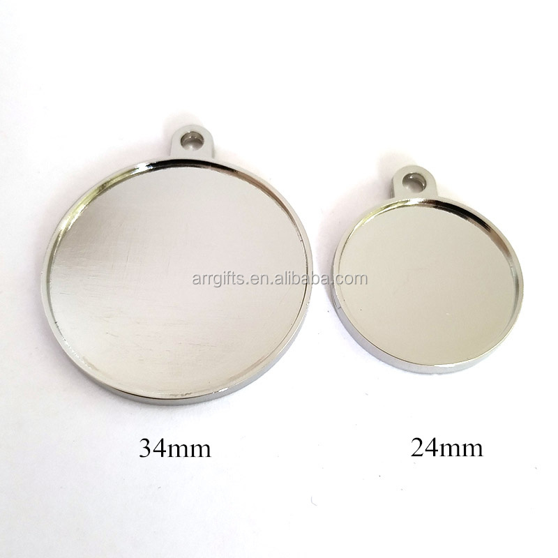 Wholesale round shape nickel plating metal blank keychains for your printing sticker