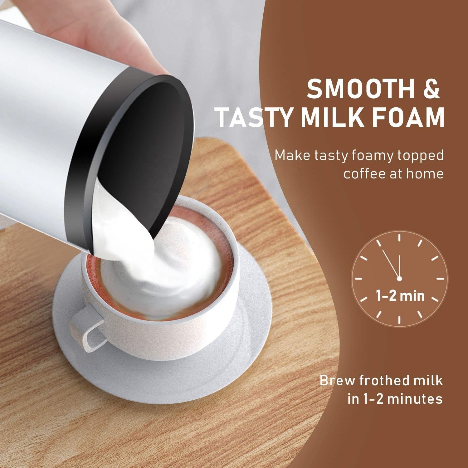 Arriart Electric Milk Frother Hot And Cold Foam Maker Automatic Milk Frother Electric Milk Frother and Steamer For Coffee