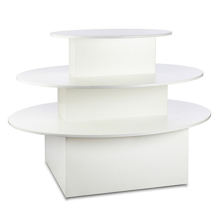 Modern retail round tiered display table wooden product display tables for retail stores