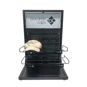 Customized Retail Store Baseball Hat Sock Rack Counter Top Metal Hat Stand Cap Display Rack