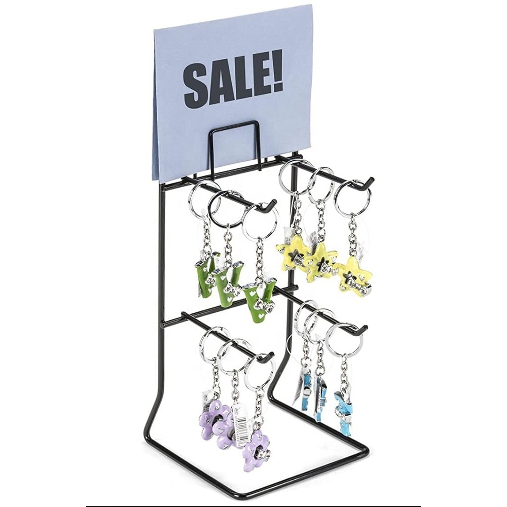 High Quality 4 Peg Display Rack Metal Small Items Counter Display Rack Metal Key Chain Display Rack