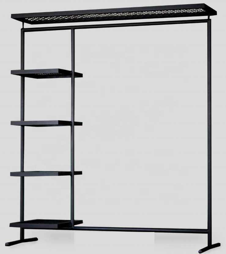 Flooring Display Clothing Racks With Shoe Shelves Boutique Commercial Clothing Racks Metal Shops Clothes Rack