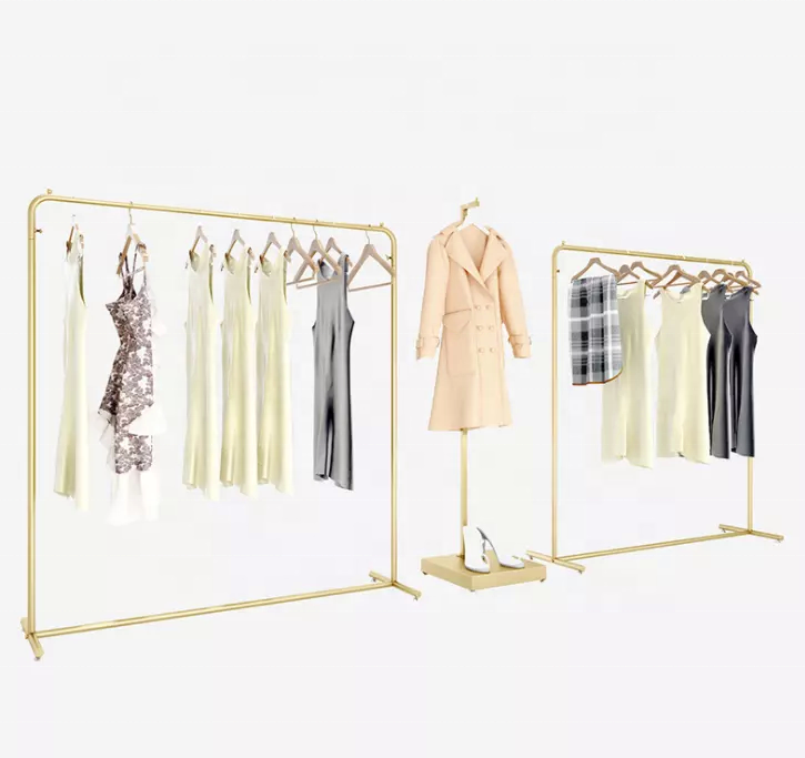 Wholesale Clothing Garment Shop Fixtures Gold Clothing Rail Rack Display Metal Garment Rail