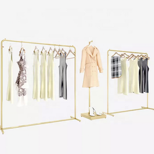 Wholesale Clothing Garment Shop Fixtures Gold Clothing Rail Rack Display Metal Garment Rail