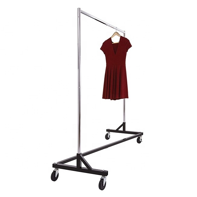 Stackable Z Shaped clothes display stand rack for clothing store pretty clothing stand metal garment clothing display rack Wheel