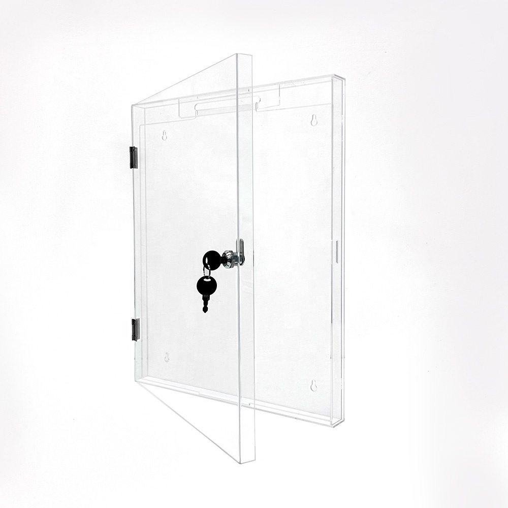 Wall Mounted Clear Acrylic Sports Display Case T Shirt Display Cabinets Box with Lock