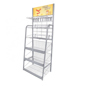 Supermarket Multi Shelf Display Retail Snack Display Racks Metal Potato Chip Display Rack