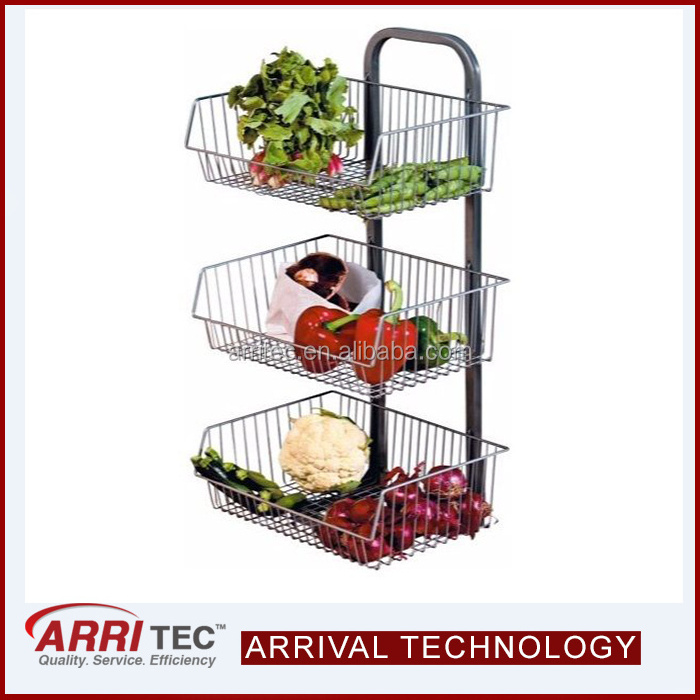 kitchen vegetable stand 3 tier fruit basket metal storage unit rack food shelves