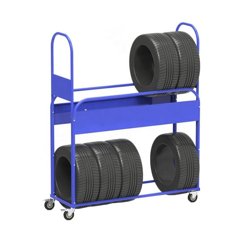 High Quality 2 Tier Tyre Rack Metal Tier Display Stand Tire Wheels Display Rack