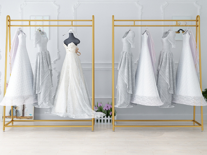 OEM Shopping Mall Gold Clothing Rack Stackable T-Shirt Wedding Dress Display Rack