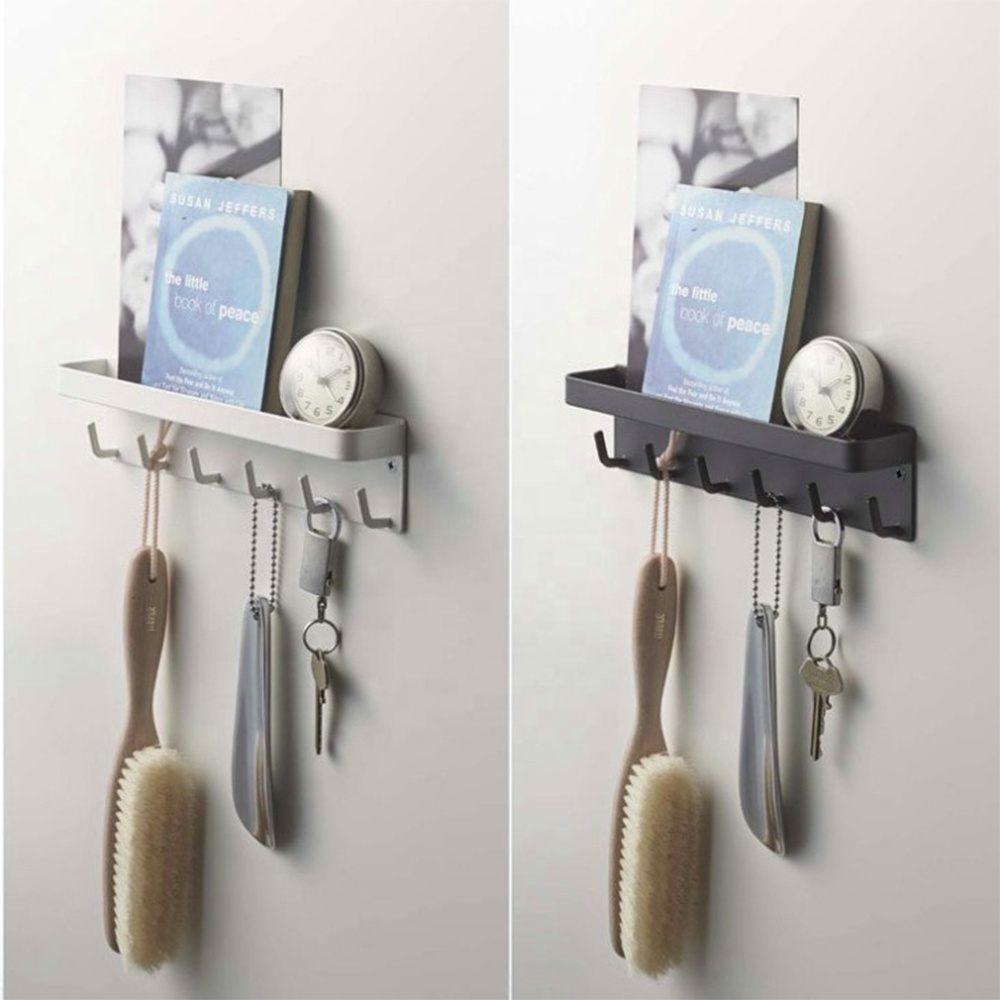 Hot Selling Wall Mounted Key Hanging Storage Organizer Black Metal Key Rack With Hook