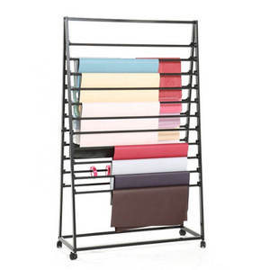 Hot Sale Light Duty Flooring Metal Ribbon Storage Rack Scarf Display Rack Stand With Wheels