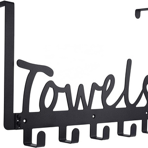 Hot Sell Over The Door Towel Rack Holder Metal Wall Mounted Bathroom Towel Racks With Hooks