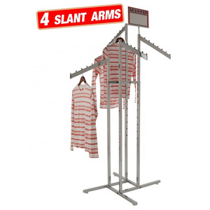 Chrome Plated Adjustable Height Arms Metal 4 Way clothes rack for clothing store clothing stand metal garment display rack