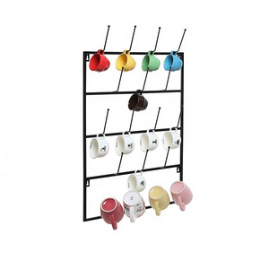 Black Metal Wall Mount Coffee Cup Storage Organizer Hook Display Hanger Mug Rack