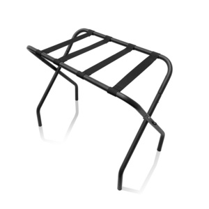 High Loading Capacity Folding Suitcase Baggage Stand with 4 Nylon Straps Hotel Metal Luggage Rack