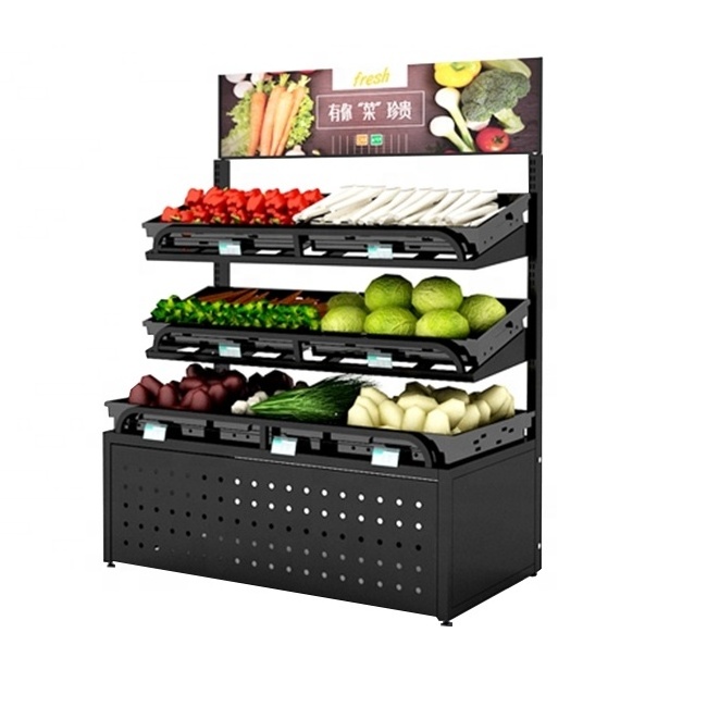 ODM supermarket grocery store fruit stand shelf Fruit Vegetable Display stand Rack