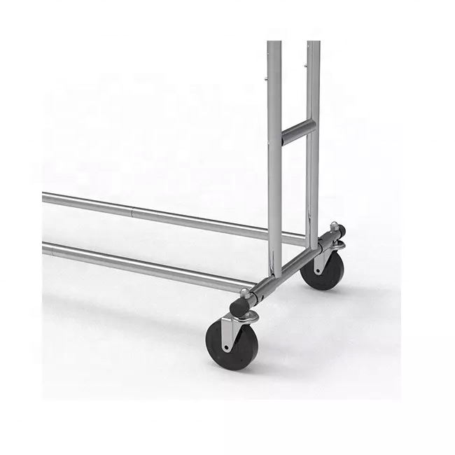 Shop Fitting Metal Display Stand Double Rail Clothes Rack Hanger Silver Rack Metal Clothing Display Rack